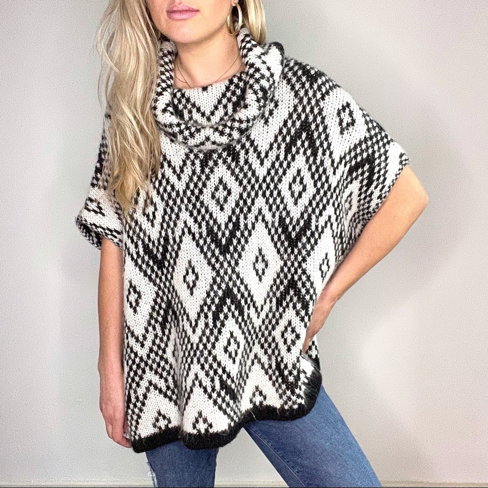 Elsamanda Black & White Mohair Alpaca Wool Sweater